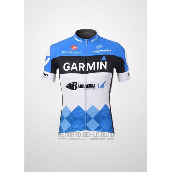 2012 Fahrradbekleidung Garmin Cervelo Wei und Azurblau Trikot Kurzarm und Tragerhose - zum Schließen ins Bild klicken